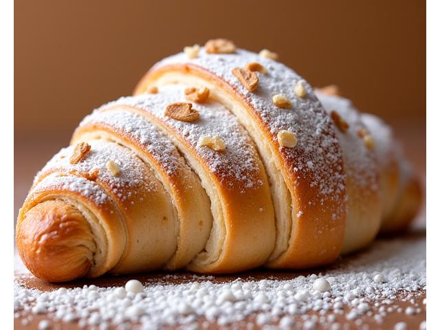 Gevulde amandelcroissant met poedersuiker